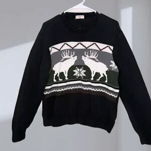 Dockers Nordic Reindeer Fair Isle Sweater – Black/Gray (Men’s Large)